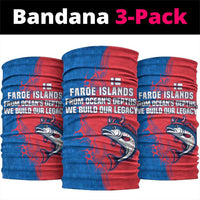 Faroe Islands Neck Gaiter with Viking Fish Illustration Red Blue Runic Design TS04