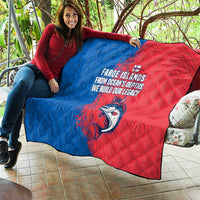 Faroe Islands Quilt with Viking Fish Illustration Red Blue Runic Design - Wonder Print Shop