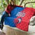 Faroe Islands Quilt with Viking Fish Illustration Red Blue Runic Design - Wonder Print Shop