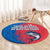 Faroe Islands Round Carpet with Viking Fish Illustration Red Blue Runic Design - Wonder Print Shop