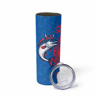 Faroe Islands Skinny Tumbler with Viking Fish Illustration Red Blue Runic Design - Wonder Print Shop