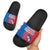 Faroe Islands Slide Sandals with Viking Fish Illustration Red Blue Runic Design - Wonder Print Shop