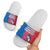 Faroe Islands Slide Sandals with Viking Fish Illustration Red Blue Runic Design - Wonder Print Shop