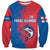Faroe Islands Sweatshirt with Viking Fish Illustration Red Blue Runic Design - Wonder Print Shop