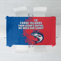 Faroe Islands Tablecloth with Viking Fish Illustration Red Blue Runic Design - Wonder Print Shop