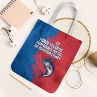 Faroe Islands Tote Bag with Viking Fish Illustration Red Blue Runic Design - Wonder Print Shop