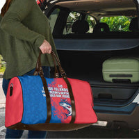 Faroe Islands Travel Bag with Viking Fish Illustration Red Blue Runic Design - Wonder Print Shop