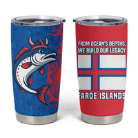 Faroe Islands Tumbler Cup with Viking Fish Illustration Red Blue Runic Design - Wonder Print Shop