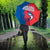 Faroe Islands Umbrella with Viking Fish Illustration Red Blue Runic Design - Wonder Print Shop
