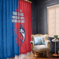 Faroe Islands Window Curtain with Viking Fish Illustration Red Blue Runic Design - Wonder Print Shop
