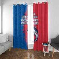 Faroe Islands Window Curtain with Viking Fish Illustration Red Blue Runic Design - Wonder Print Shop