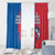 Faroe Islands Window Curtain with Viking Fish Illustration Red Blue Runic Design - Wonder Print Shop