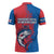 Faroe Islands Zipper Polo Shirt with Viking Fish Illustration Red Blue Runic Design - Wonder Print Shop