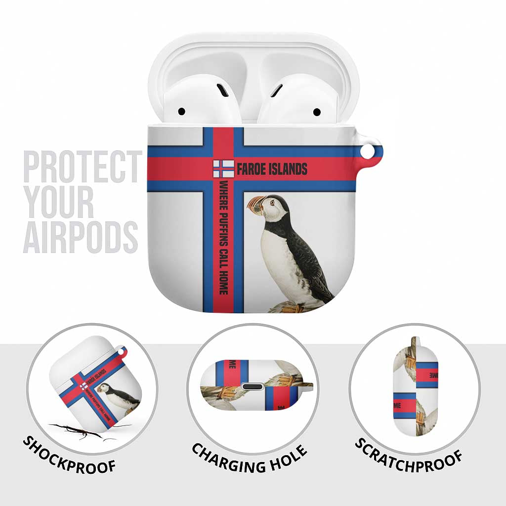 Faroe Islands AirPods Case with Red Blue Cross Design and Puffin Bird - Wonder Print Shop