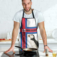Faroe Islands Apron with Red Blue Cross Design and Puffin Bird - Wonder Print Shop