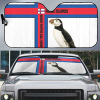 Faroe Islands Auto Sun Shade with Red Blue Cross Design and Puffin Bird - Wonder Print Shop