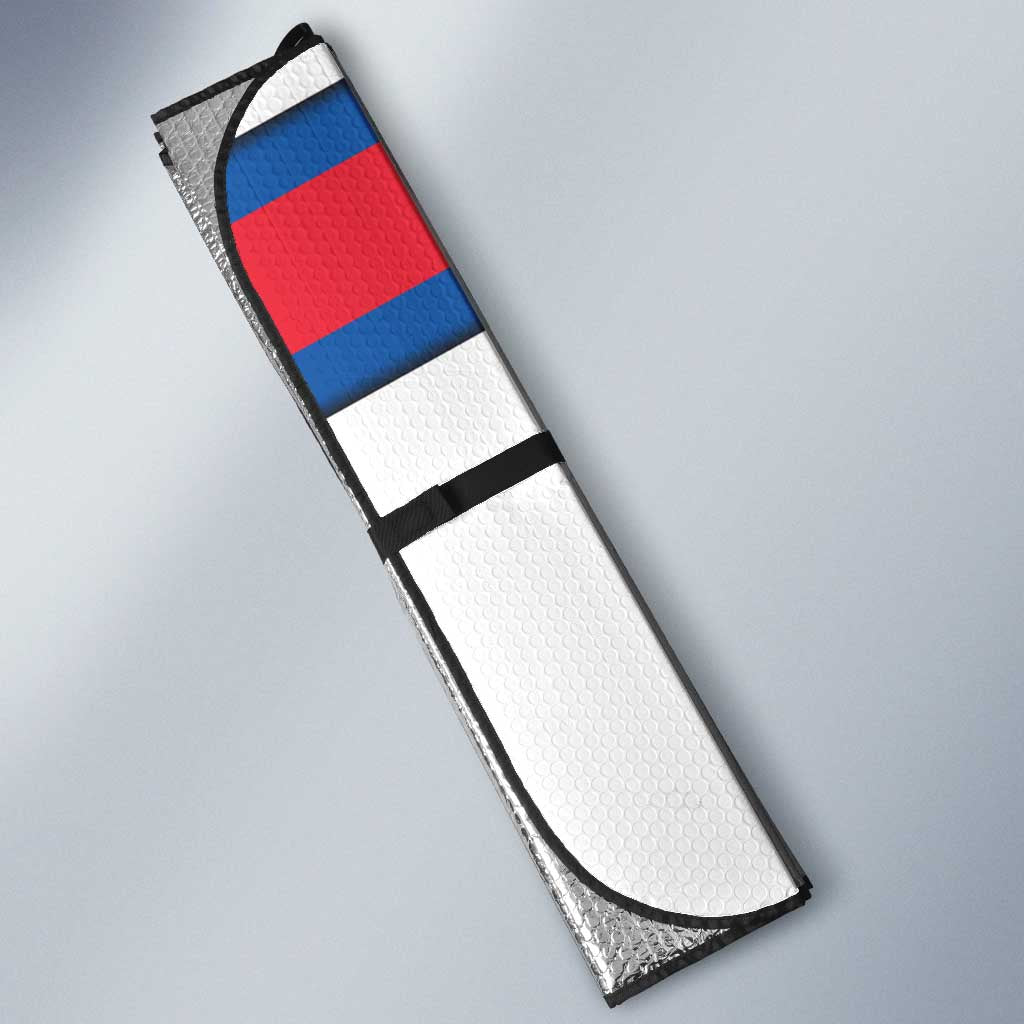 Faroe Islands Auto Sun Shade with Red Blue Cross Design and Puffin Bird - Wonder Print Shop