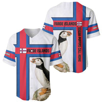 Faroe Islands Baseball Jersey with Red Blue Cross Design and Puffin Bird - Wonder Print Shop
