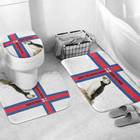 Faroe Islands Bathroom Set with Red Blue Cross Design and Puffin Bird - Wonder Print Shop