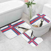 Faroe Islands Bathroom Set with Red Blue Cross Design and Puffin Bird - Wonder Print Shop
