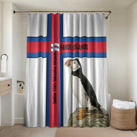 Faroe Islands Bathroom Set with Red Blue Cross Design and Puffin Bird - Wonder Print Shop
