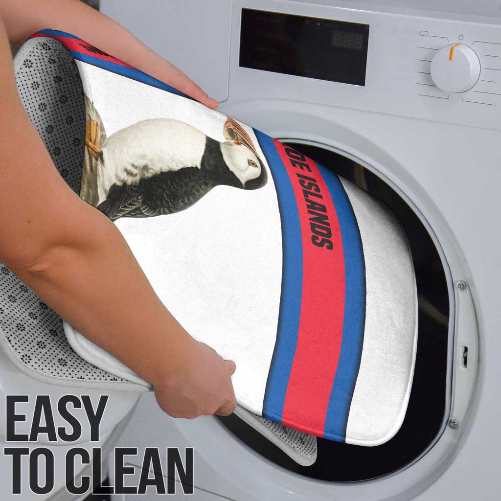 Faroe Islands Bathroom Set with Red Blue Cross Design and Puffin Bird - Wonder Print Shop