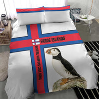 Faroe Islands Bedding Set with Red Blue Cross Design and Puffin Bird - Wonder Print Shop