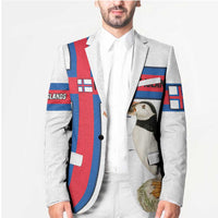 Faroe Islands Blazer with Red Blue Cross Design and Puffin Bird - Wonder Print Shop