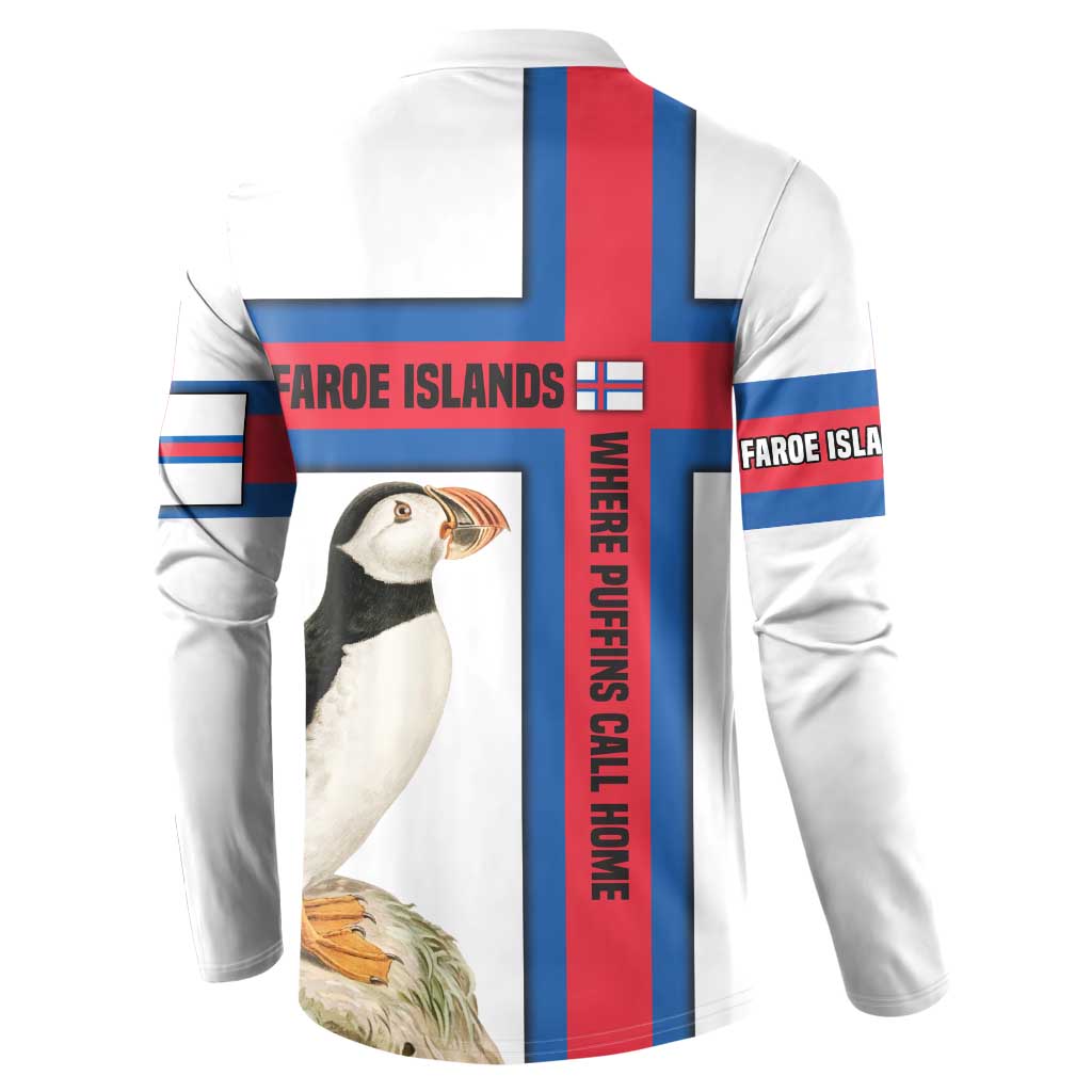Faroe Islands Button Sweatshirt with Red Blue Cross Design and Puffin Bird - Wonder Print Shop