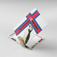 Faroe Islands Canvas Wall Art with Red Blue Cross Design and Puffin Bird - Wonder Print Shop