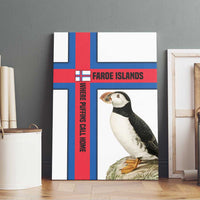 Faroe Islands Canvas Wall Art with Red Blue Cross Design and Puffin Bird - Wonder Print Shop