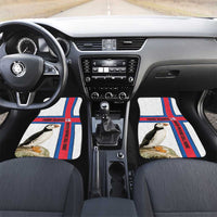 Faroe Islands Car Mats with Red Blue Cross Design and Puffin Bird - Wonder Print Shop
