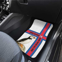 Faroe Islands Car Mats with Red Blue Cross Design and Puffin Bird - Wonder Print Shop