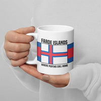 Faroe Islands Ceramic Mug with Red Blue Cross Design and Puffin Bird - Wonder Print Shop