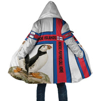 Faroe Islands Cloak with Red Blue Cross Design and Puffin Bird - Wonder Print Shop