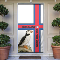 Faroe Islands Door Cover with Red Blue Cross Design and Puffin Bird - Wonder Print Shop