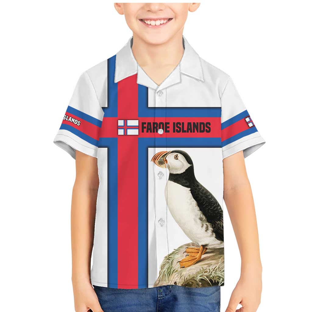 Faroe Islands Family Matching Mermaid Dress and Hawaiian Shirt with Red Blue Cross Design and Puffin Bird - Wonder Print Shop