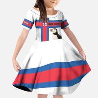 Faroe Islands Family Matching Tank Maxi Dress and Hawaiian Shirt with Red Blue Cross Design and Puffin Bird - Wonder Print Shop