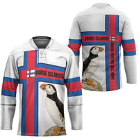 Faroe Islands Hockey Jersey with Red Blue Cross Design and Puffin Bird - Wonder Print Shop