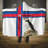 Faroe Islands Hooded Blanket with Red Blue Cross Design and Puffin Bird - Wonder Print Shop