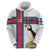 Faroe Islands Hoodie with Red Blue Cross Design and Puffin Bird - Wonder Print Shop