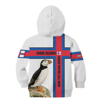 Faroe Islands Kid Hoodie with Red Blue Cross Design and Puffin Bird - Wonder Print Shop