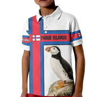 Faroe Islands Kid Polo Shirt with Red Blue Cross Design and Puffin Bird - Wonder Print Shop