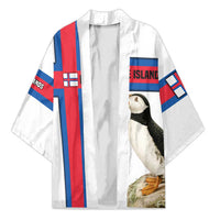 Faroe Islands Kimono with Red Blue Cross Design and Puffin Bird - Wonder Print Shop