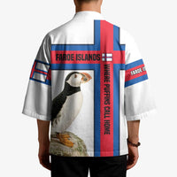 Faroe Islands Kimono with Red Blue Cross Design and Puffin Bird - Wonder Print Shop