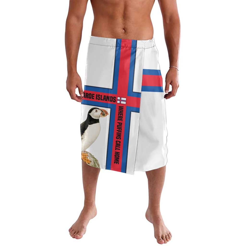 Faroe Islands Lavalava with Red Blue Cross Design and Puffin Bird - Wonder Print Shop