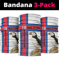 Faroe Islands Neck Gaiter with Red Blue Cross Design and Puffin Bird - Wonder Print Shop