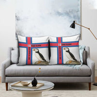 Faroe Islands Pillow Cover with Red Blue Cross Design and Puffin Bird - Wonder Print Shop