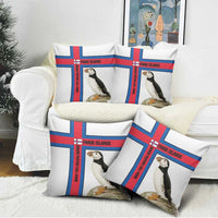 Faroe Islands Pillow Cover with Red Blue Cross Design and Puffin Bird - Wonder Print Shop