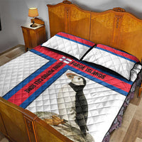 Faroe Islands Quilt Bed Set with Red Blue Cross Design and Puffin Bird - Wonder Print Shop